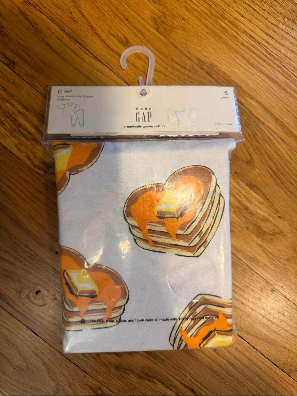 GAP Kids White Pajama Set with Pancake Print